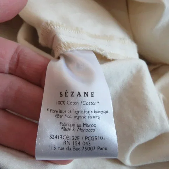 SEZANE Jeanette Denim Midi Belted Dress Molted Ecru Cream - Size EU 40 / US 8 - Picture 16 of 16